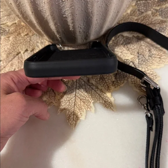 Bandolier 14 pro max Black Pebbled Leather Phone Case with Strap - Picture 5 of 6